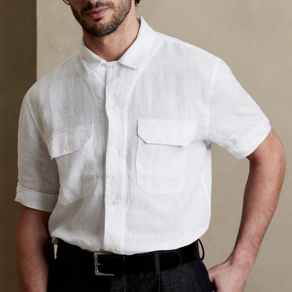 BANANA REPUBLIC EXPEDITION UNTUCKED LINEN SHIRT - Picture 1 of 11